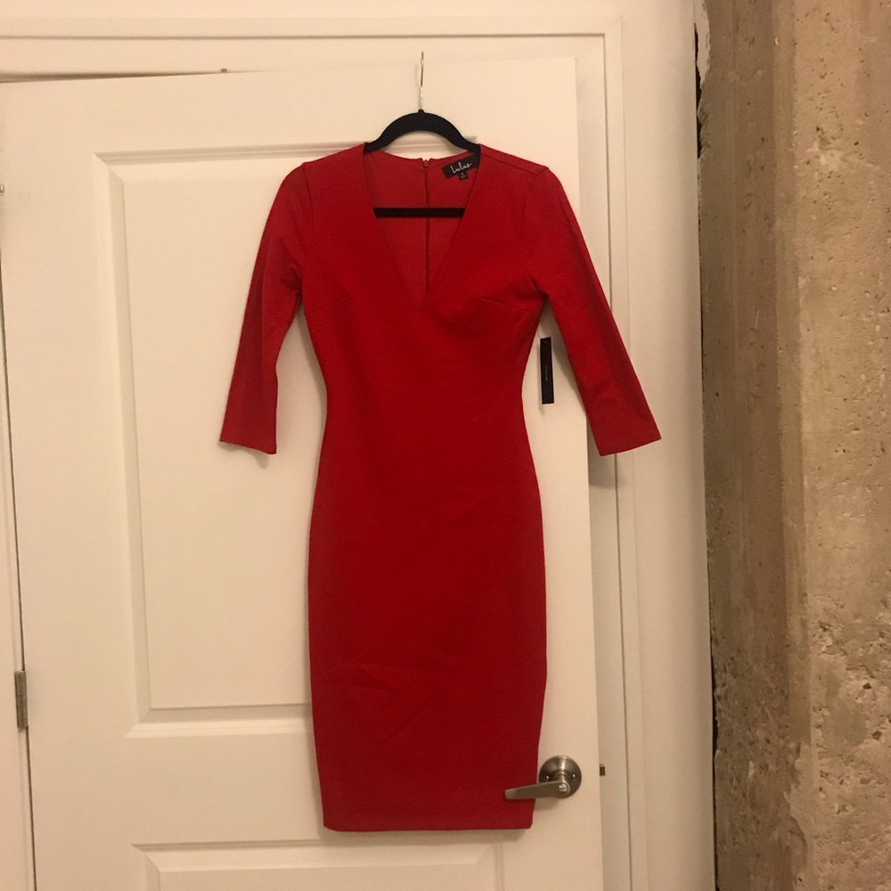 Lulus Red Midi Length Dress Size Small